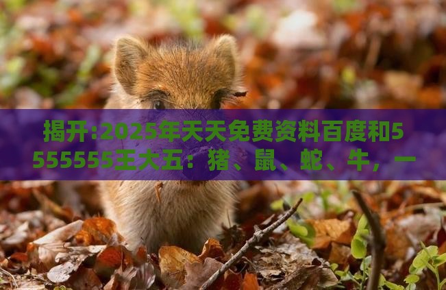 揭开:2025年天天免费资料百度和5555555王大五：猪、鼠、蛇、牛，一特一码下一期预测,澳门管家一肖一特预测方法预防剖析、专家解读解释与落实,远离欺骗的迷雾