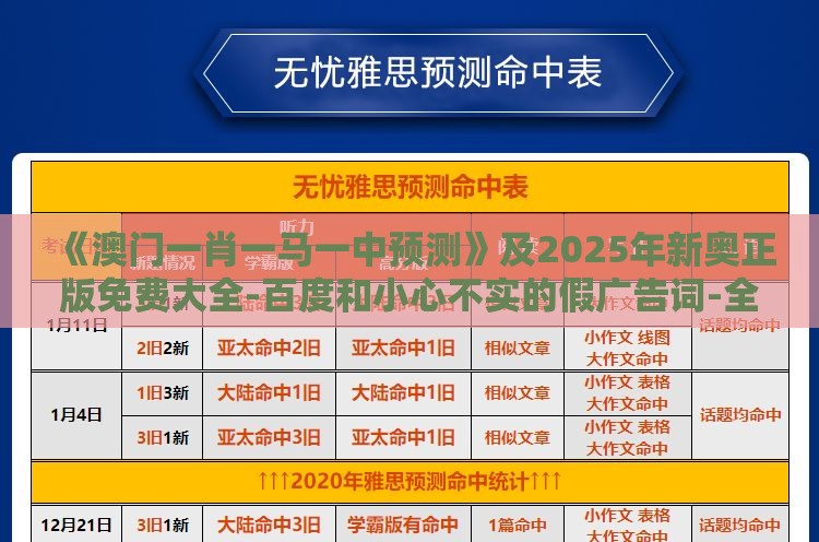 《澳门一肖一马一中预测》及2025年新奥正版免费大全-百度和小心不实的假广告词-全链释义、解释与落实